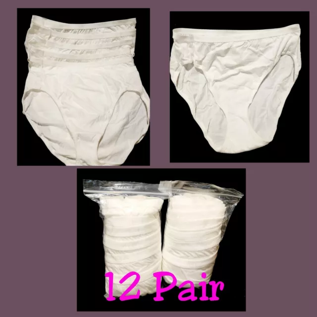 Hanes Nylon Hi-Cut Panties 6-Pack Underwear White Women's Size 6 