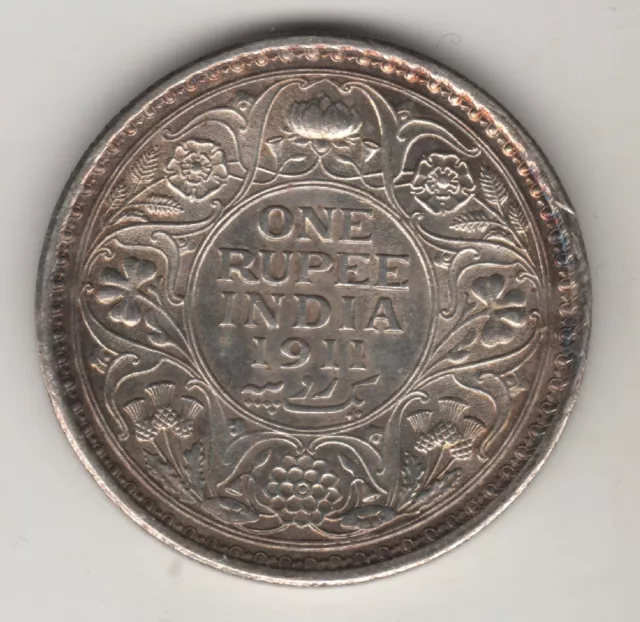 India Colonia Inglese Rupia Rupee Argento 1911 - Rara