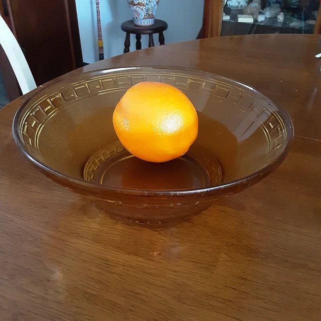 ART DECO. COLLECTABLE AMBER Glass. Depression Glass. Bowl Large 2