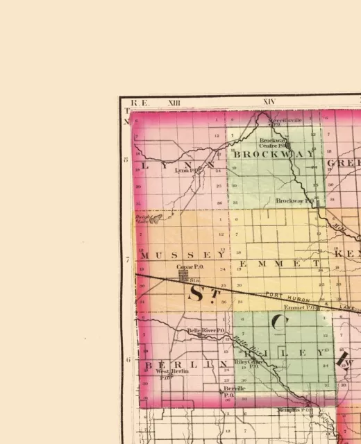 St Clair County Michigan - Walling 1873 - 23.00 x 28.30 2