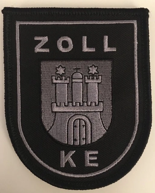 RescPol Zoll Abzeichen ZUZ - Gewebtes Graues Stoffabzeichen Mit Klett