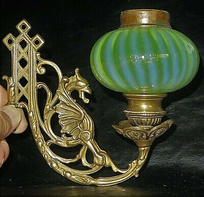 Artistic Figural Antique Brass Wall Dragon Sconce 4 Peg Lamp Or Candle SUPERIOR