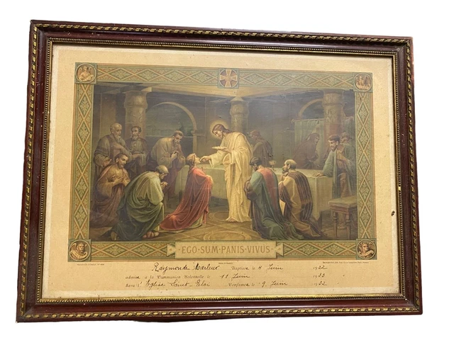 Cadre Ancien Avec Estampes - Scène De Pêche Miniature - 21x16,5cm