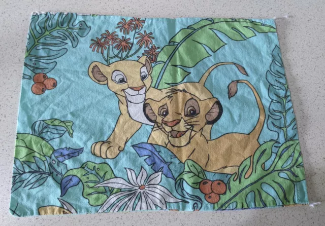 VTG 90s Disney Simba Lion King Tropical Pillow Case Bedding Fabric Cotton RARE