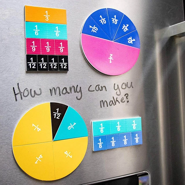 Puzzle Magnétique De Fractions – 102 Pièces, Cercles Et Rectangles Magnétiques, Pour Apprendre Les Fractions En S'amusant