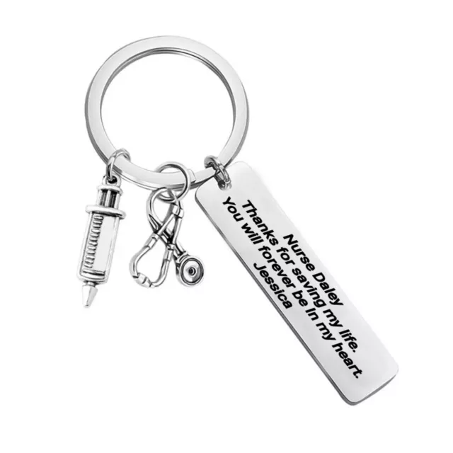 Keyring Personalised Nurse Doctor Thank You Gift Custom Engraved Vet Mothers Day