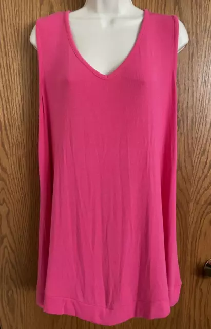 INC International Concepts Pink Ribbed Tank Top V-Neck Stretchy Women's Size 1X