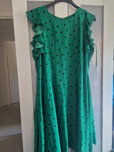 Abito verde spotty con fronzoli Simply Be taglia 22 taglie forti