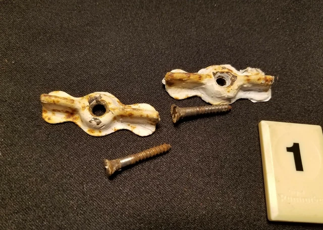 2 Jelly cupboard cabinet bow tie turn latch catch vintage steel rustic - B1H
