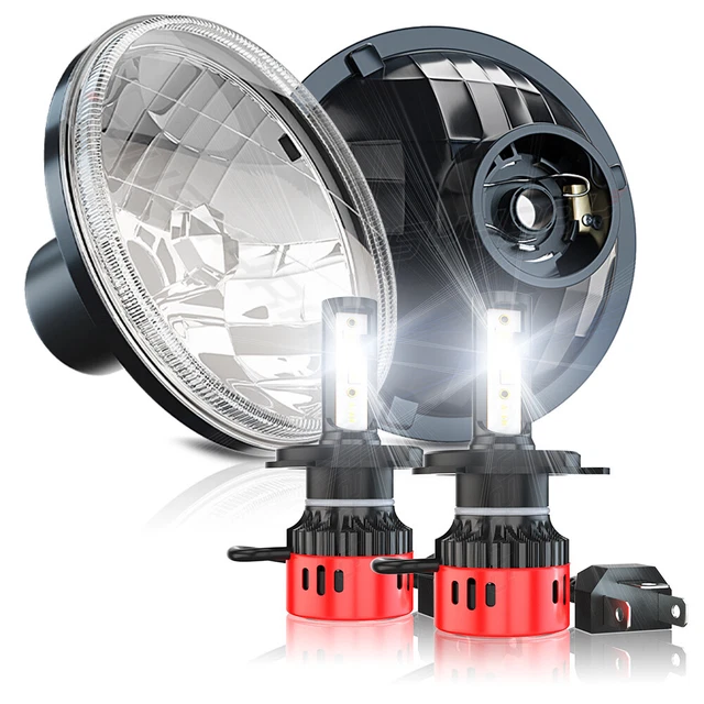 halo 7"Round Led Headlight H4-H13 Hi/Lo Bulb for Chevy C10 C20 C30 G10 G20 K10