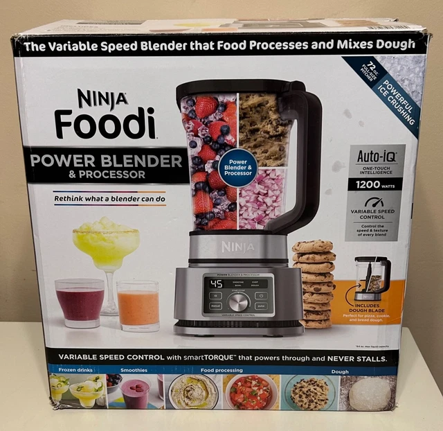 NEW NINJA FOODI Power Blender & Processor Auto IQ Dough Smoothies 1200