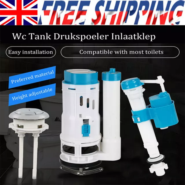 Toilet Cistern Repair Kit Fill Flush Valve Dual Button Water Tank Accessories UK