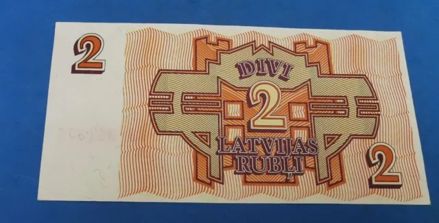 LATVIA 2 Rubli,   Divi Latvijas Rubli, banknote 1992. UNC 2