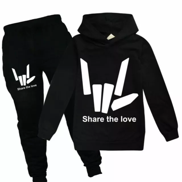 Kids Share the love Hoodie Jumper Tops Pants Outfits Sets Boys Tracksuit Youtube 2