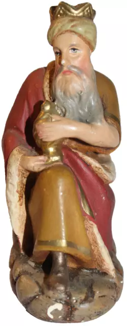 🇼 Schöne alte Krippenfigur Gipsfigur Weihnachten Krippe König - 10,1 cm