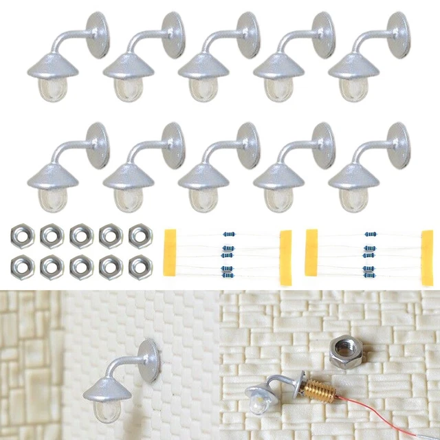 Lampioni Scala N 1:160 10 Lampade LED In Metallo Per Modellismo Ferroviario N Scale - Luci Calde Da 45mm Accessori Diorama Trenini