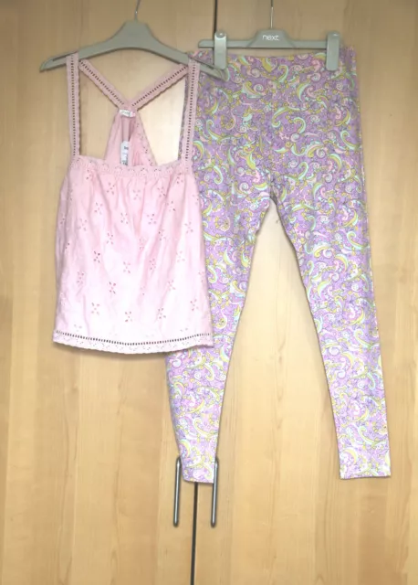 Next Girls Pink Strappy Top & Paisley Pattern Leggings Age 14 Years BNWT