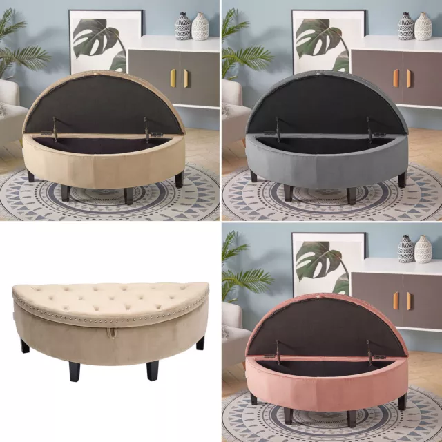 Velvet Ottoman Window Seat Bench Footstool Toy Bedding Storage Box Large Pouffe