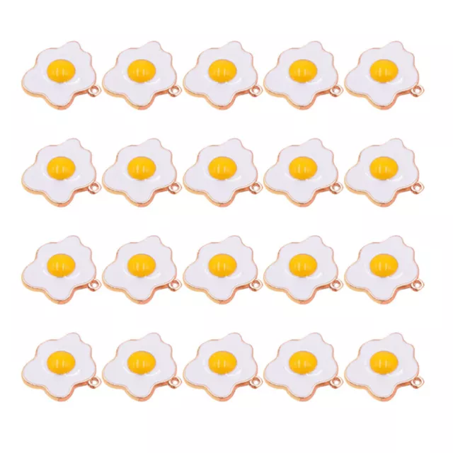 20 Pcs Omelette Alloy Pendants Jewelry Decors Food Charms Miss Man