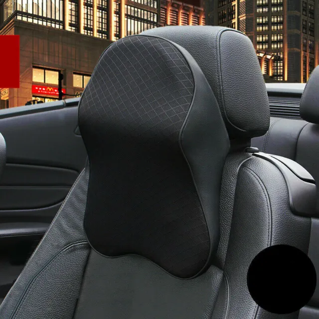 Car Seat Headrest Pad Memory Foam Pillow Head Neck Rest Support Cushion Black