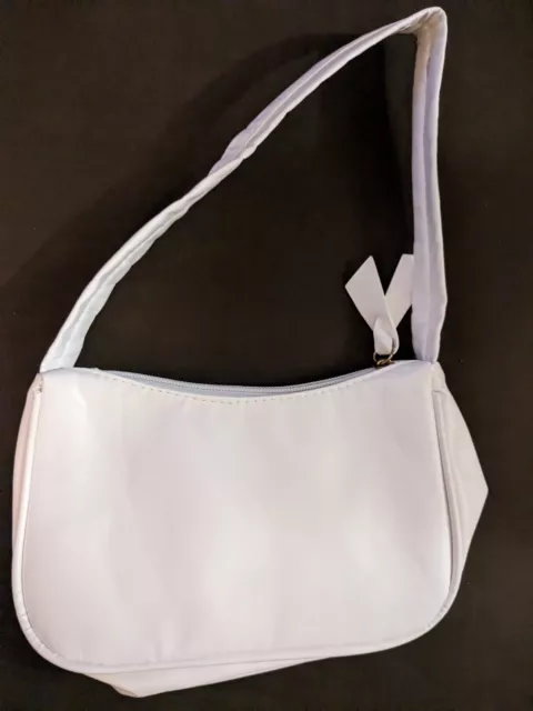 Simple Elegant Women Small Shoulder Bag White Baguette Style Handbag New