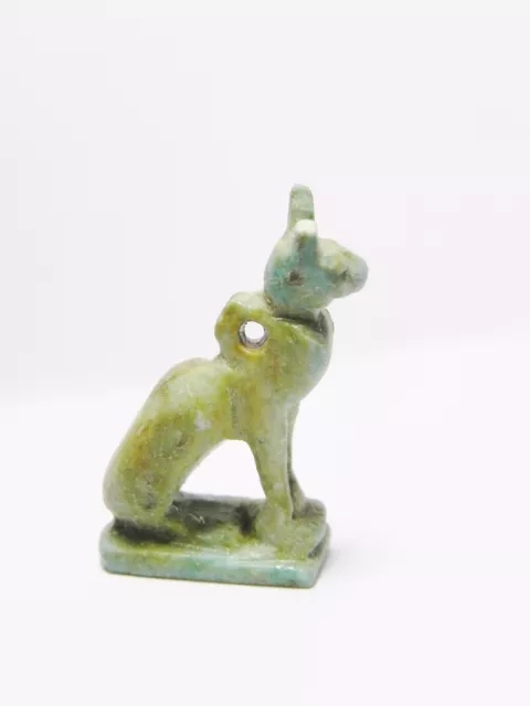 Zurqieh -Q216- Ancient Egypt , Nice Faience Cat Amulet .  600 - 300 B.c