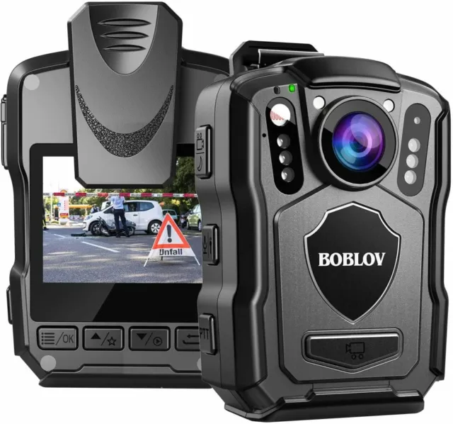 BOBLOV M5 Body Camera 40M 64GB 170°Angle Body Mounted Camera 15Hours Recording