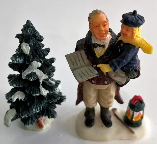 Lemax Carole Towne Christmas Village Figurine - CAROLING WITH GRANDADDY Set of 2