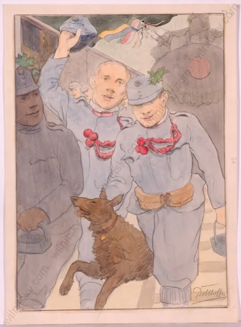 Robert von Doblhoff (1880-1960) "First Days of WWI", Watercolor, 1914 (m)