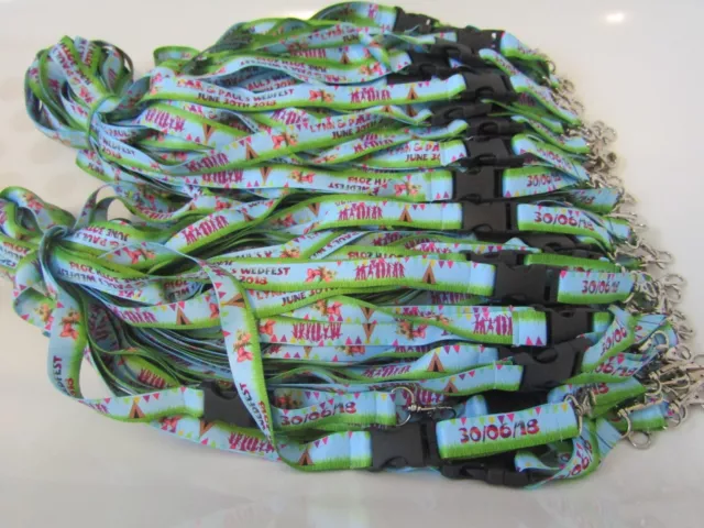 100 x Personalised Custom Printed High Quality Lanyards with Safety Buckle 20mm