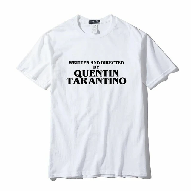 T-shirt scritta e diretta da Quentin Tarantino, bianca, venditore britannico, nuova con etichette
