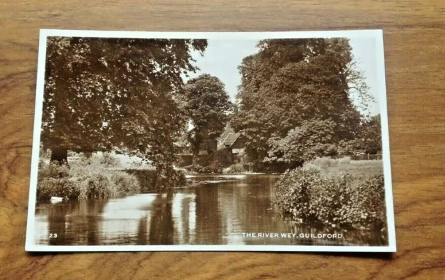 Vintage Postcard The River Wey , Guildford  RP. Free UK Postage