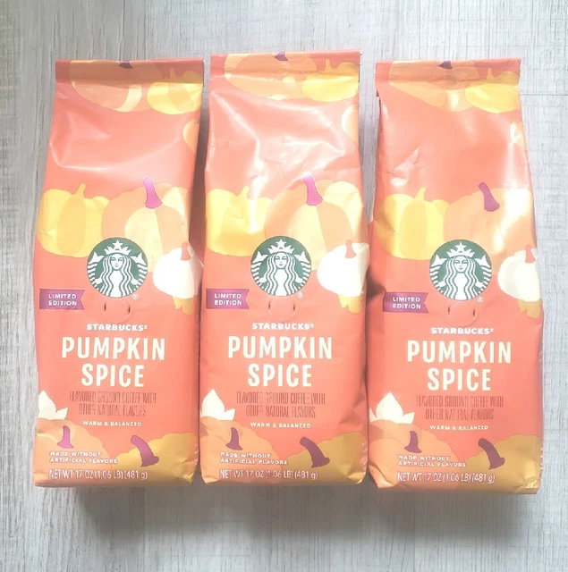 (Lot of 3) Starbucks Pumpkin Spice Flavored Ground Coffee 17oz BB 03/11/2023 L.E (Lot of 3) Starbucks Pumpkin Spice Flavored Ground Coffee 17oz BB 03/11/2023 L.E