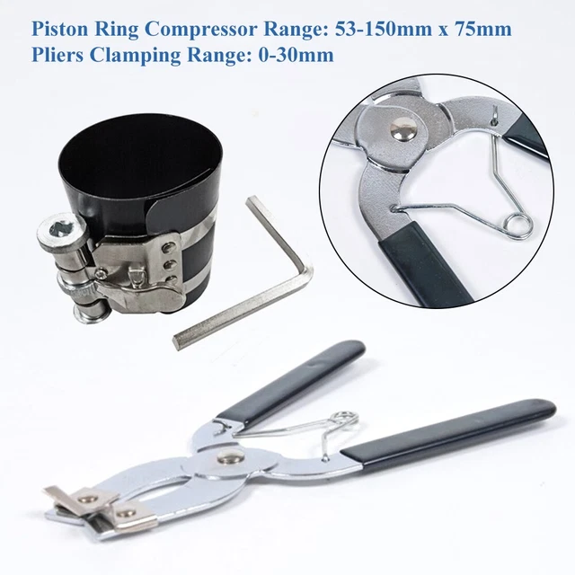 Swpeet Kit 4 Pièces Outils Piston : Compresseur Anneaux 4" + Pince + Jauge + Clé – Idéal Mécanique Auto & Moto