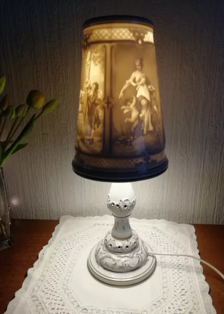 Tischlampe Porzellan Schierholz Lithophanie Relief wunderschön