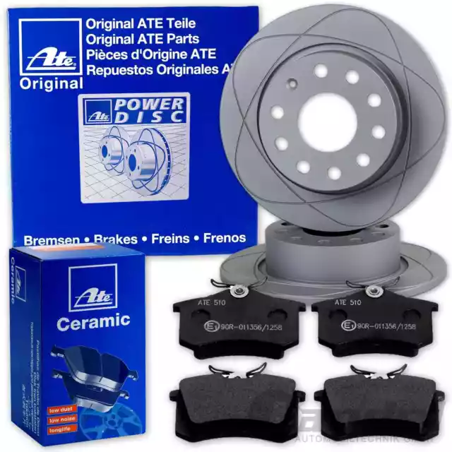 ATE PowerDisc BREMSSCHEIBEN+CERAMIC BELÄGE HINTEN für AUDI AA3 FABIA LEON IBIZA