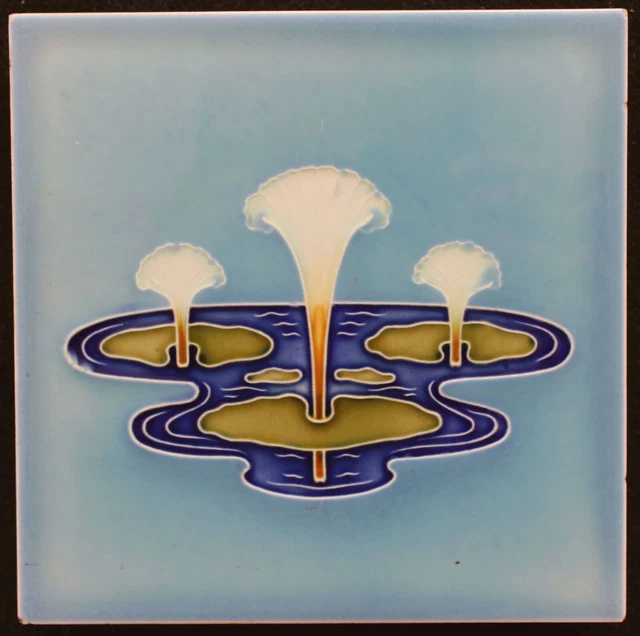 Attractive Original Fountain Art Nouveau tile C 1900  Osterath