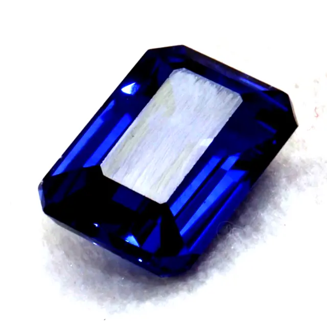 11.75 CT Naturel Certifié Ceylan Bleu Saphir Émeraude Coupe Desseré Gemme