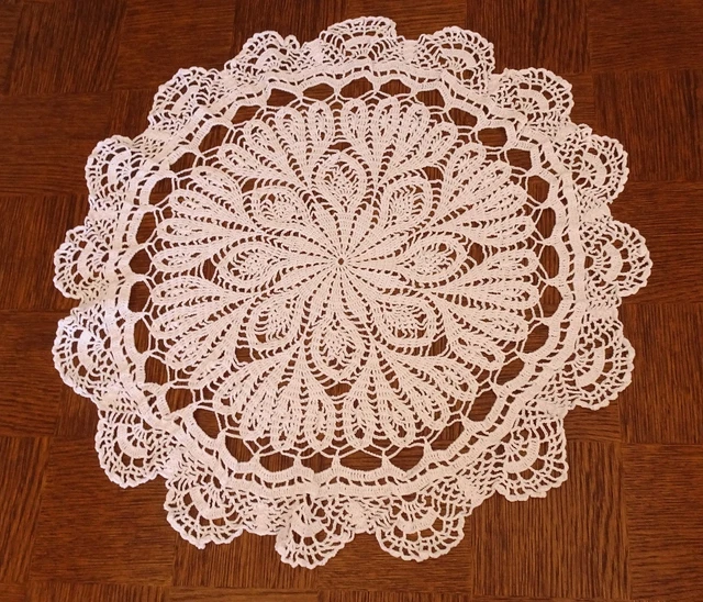 BMIDOT Napperons ronds en coton blanc vintage fait à la main en crochet protège table (110 x 110 cm