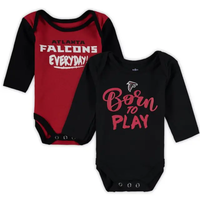 Brand New Atlanta Falcons Newborn Little Player Long Sleeve 2-Pack Bodysuit Set