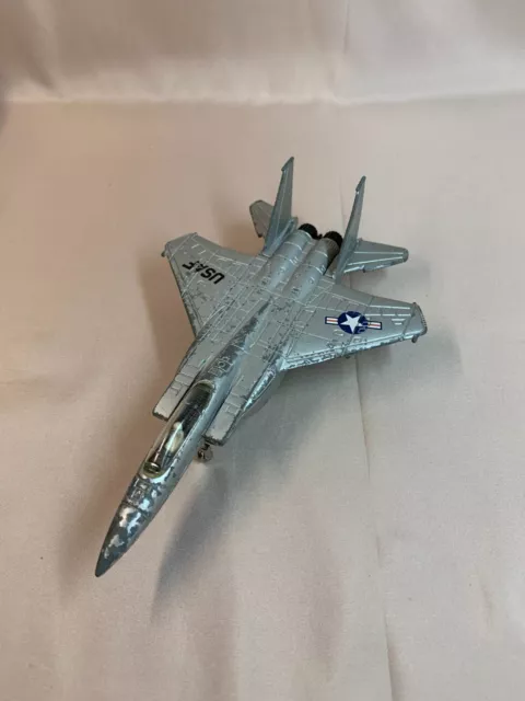 Vintage ERTL F-15 Die Cast Metal Eagle Fighter Jet Plane USAF 7" w/ Landing Gear