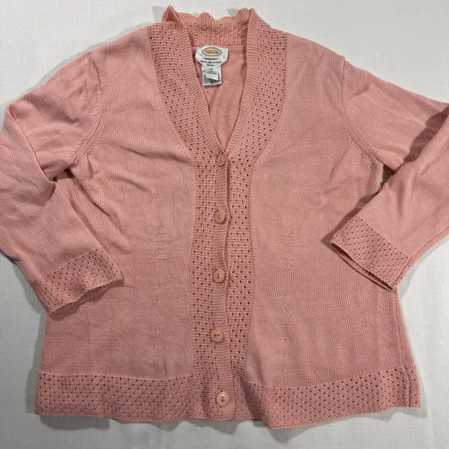 VTG Talbots Women's Pink Knit Sweater/Cardigan  Mercerized cotton size M