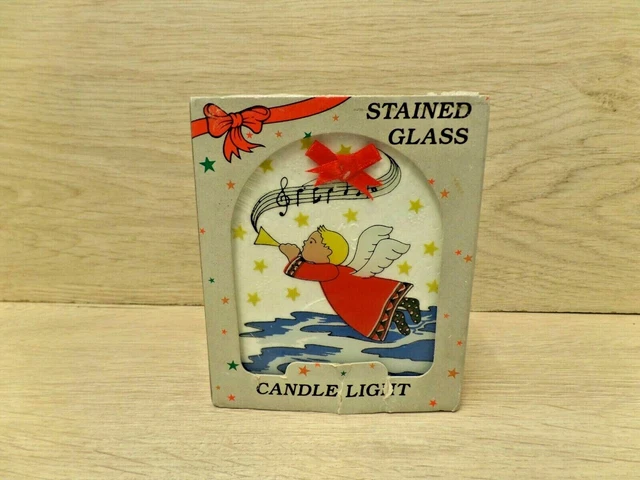 Vintage Engel Buntglas Kerze Lichtdekoration Weihnachten