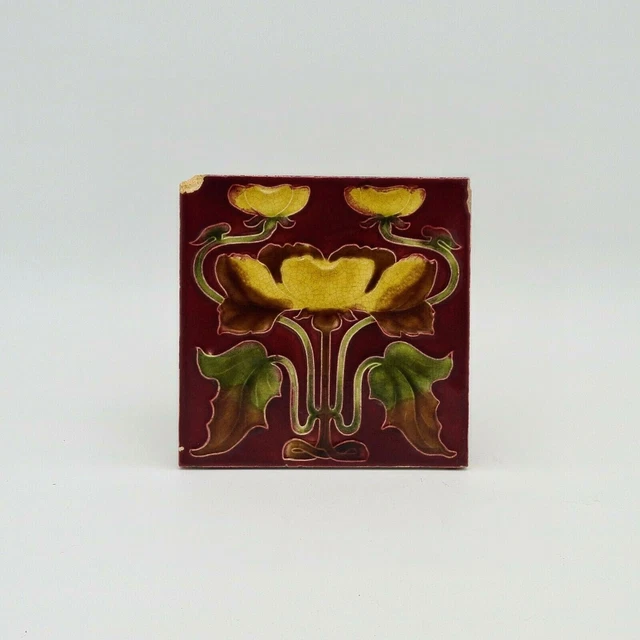 Antique Fireplace Tile Art Nouveau Floral Design T & R Boote Ltd C1905 AE3 2