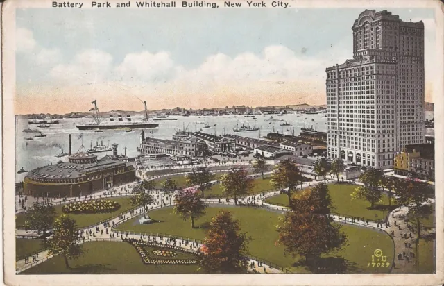 NEW YORK CITY - Battery Park & Whitehall Building - 1925