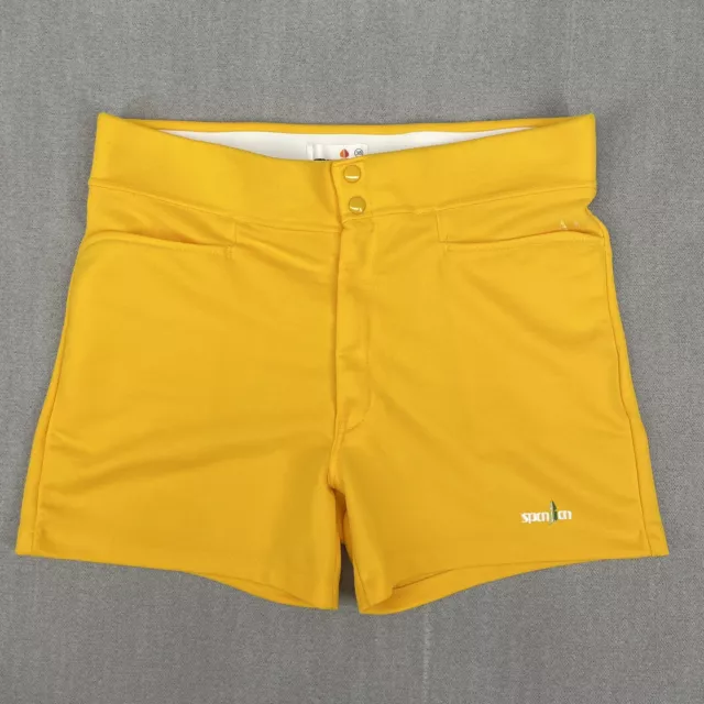 VTG 80's Spanjian Mens 38 Athletic Yellow Basketball Baseball Coach Shorts USA
