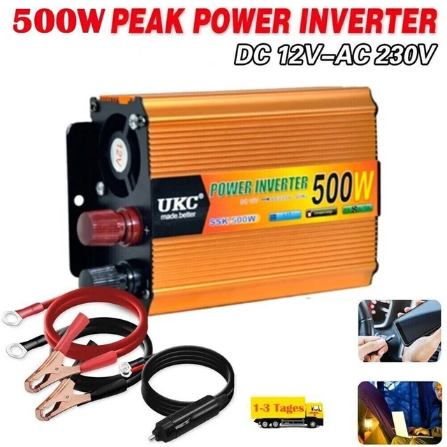 Yinleader Trasformatore di tensione 12 V 230 V 1500 W 3000 W Peak Inverter LCD convertitore di corrente con 2 prese USB, rosso