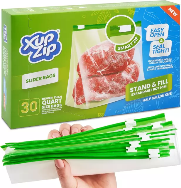Food Storage Freezer Bags by Xupzip™ | Heavy Duty Slider Ziplock Bags | Airtight