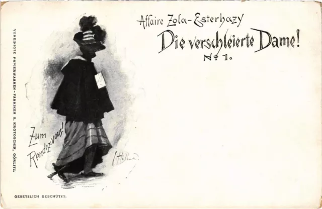 PC JUDAICA DREYFUS AFFAIR AFFAIRE ZOLA-ESTERHAZY VERSCHLEIERTE DAME (a1139)