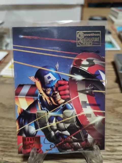 1995 Marvel Masterpieces CAPTAIN AMERICA EMOTION GOLD FOIL SIGNATURE CARD, #16